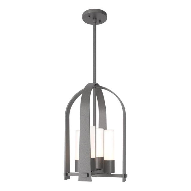 Hubbardton Forge 2023 Coastal Burnished Steel Opal Glass (GG) Multi Triomphe Outdoor Lantern