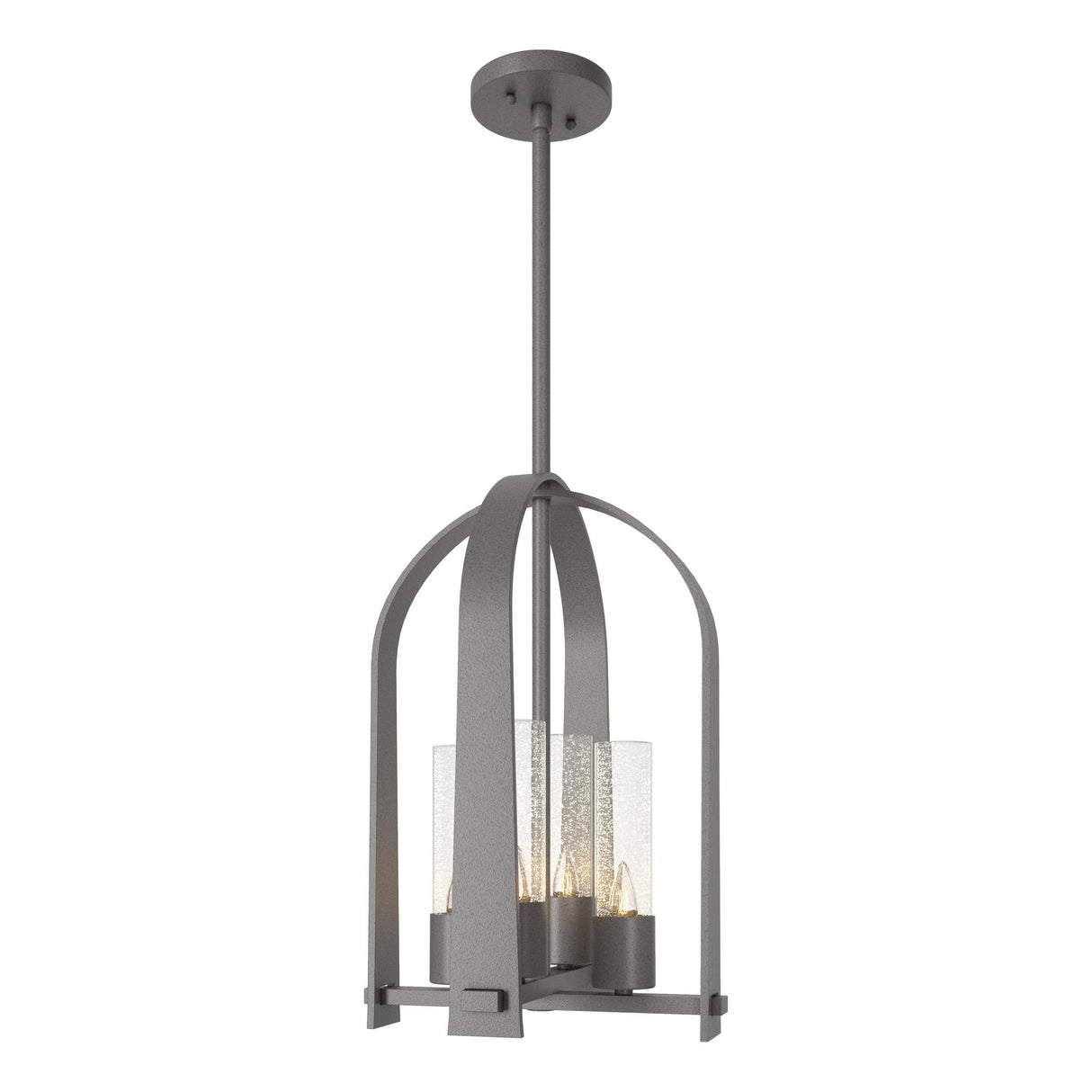 Hubbardton Forge 2023 Coastal Burnished Steel Seeded Clear Glass (II) Multi Triomphe Outdoor Lantern