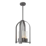 Hubbardton Forge 2023 Coastal Burnished Steel Seeded Clear Glass (II) Multi Triomphe Outdoor Lantern