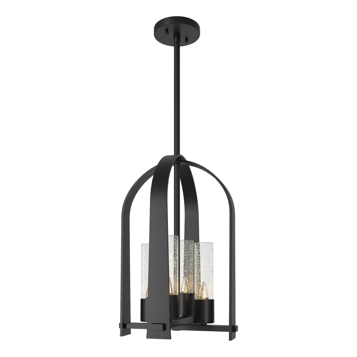 Hubbardton Forge 2023 Coastal Black Seeded Clear Glass (II) Multi Triomphe Outdoor Lantern