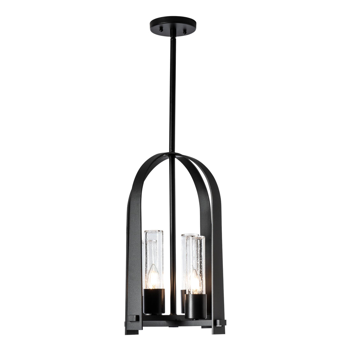 Hubbardton Forge 2023 Coastal Black Seeded Clear Glass (II) Multi Triomphe Outdoor Lantern