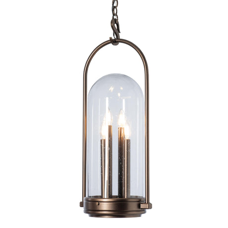 Hubbardton Forge 2025 Coastal Bronze Seeded Clear Glass (II) Davis Outdoor Lantern