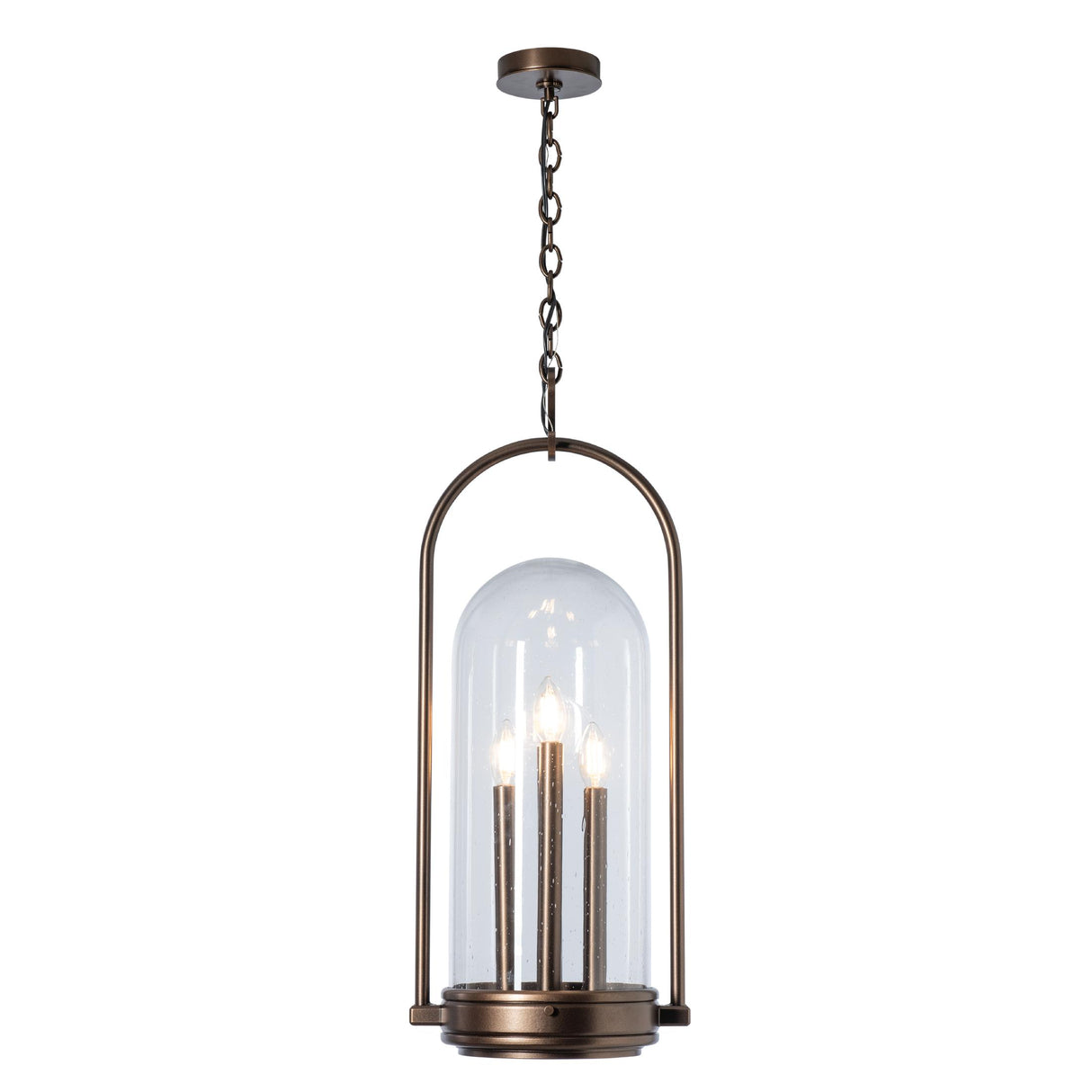 Hubbardton Forge 2025 Coastal Bronze Seeded Clear Glass (II) Davis Outdoor Lantern