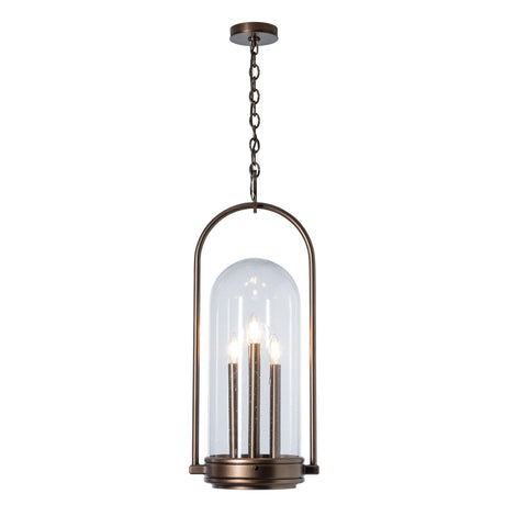 Hubbardton Forge 2025 Coastal Bronze Seeded Clear Glass (II) Davis Outdoor Lantern
