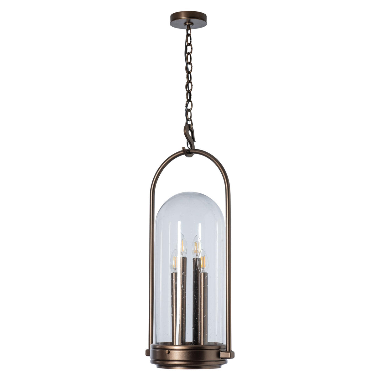 Hubbardton Forge 2025 Coastal Bronze Seeded Clear Glass (II) Davis Outdoor Lantern