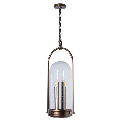 Hubbardton Forge 2025 Coastal Bronze Seeded Clear Glass (II) Davis Outdoor Lantern