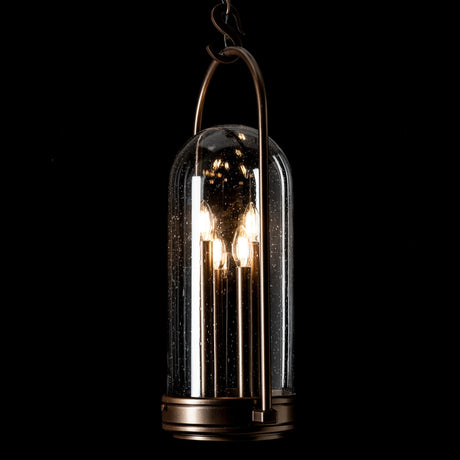 Hubbardton Forge 2025 Coastal Bronze Seeded Clear Glass (II) Davis Outdoor Lantern
