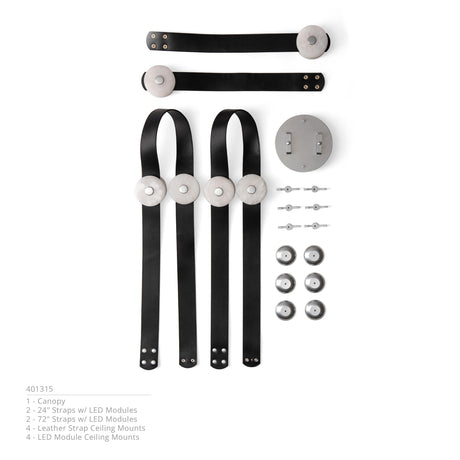 Hubbardton Forge 2025 Sterling Black Leather Alabaster SNAPS Medium LED Pendant