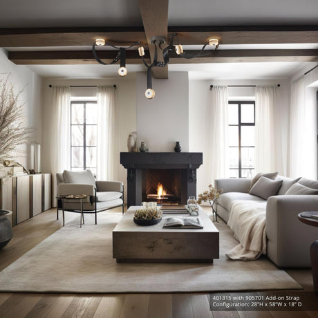 Hubbardton Forge 2025 Sterling Black Leather Alabaster SNAPS Medium LED Pendant