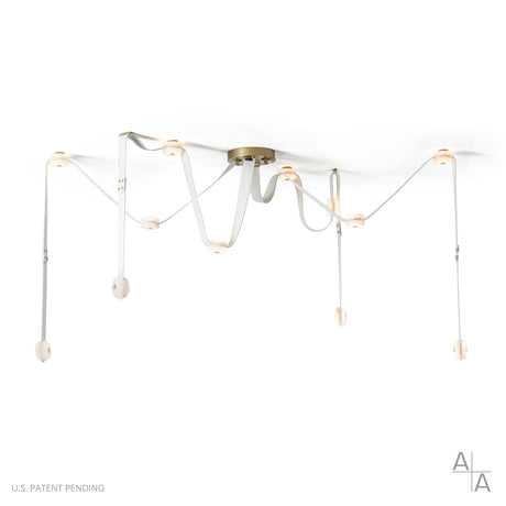 Hubbardton Forge 2025 Modern Brass White Leather Alabaster SNAPS Large LED Pendant