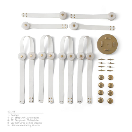 Hubbardton Forge 2025 Modern Brass White Leather Alabaster SNAPS Large LED Pendant