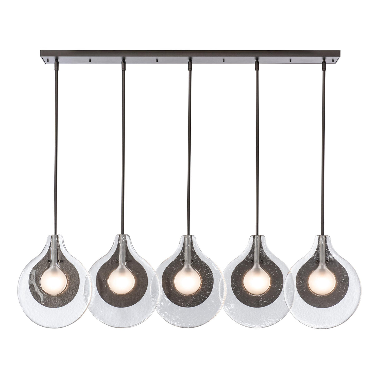 Hubbardton Forge 2025 Oil Rubbed Bronze Clear Glass with Frosted Diffuser Veneto 5-Light Linear Pendant