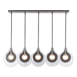 Hubbardton Forge 2025 Oil Rubbed Bronze Clear Glass with Frosted Diffuser Veneto 5-Light Linear Pendant