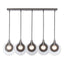 Hubbardton Forge 2025 Oil Rubbed Bronze Clear Glass with Frosted Diffuser Veneto 5-Light Linear Pendant
