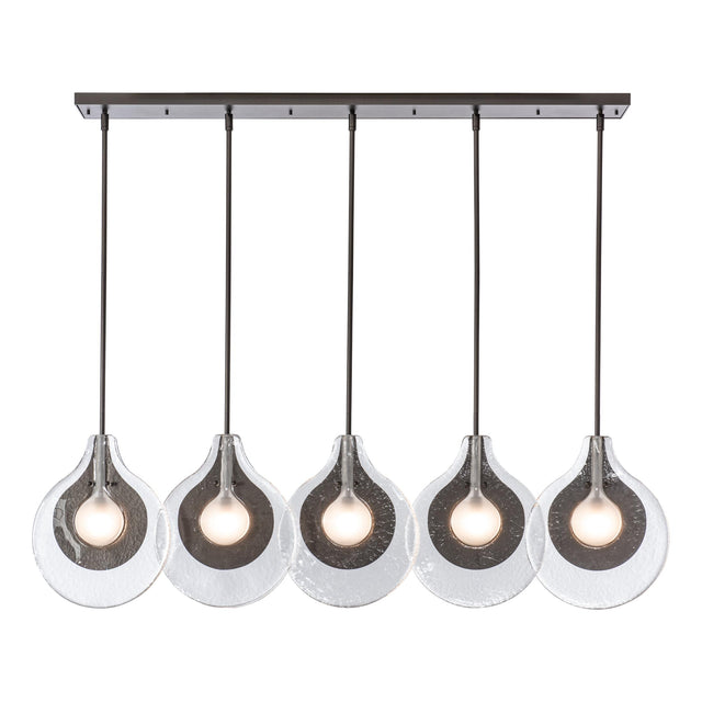 Hubbardton Forge 2025 Oil Rubbed Bronze Clear Glass with Frosted Diffuser Veneto 5-Light Linear Pendant