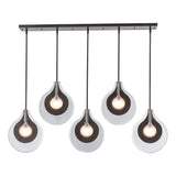 Hubbardton Forge 2025 Oil Rubbed Bronze Clear Glass with Frosted Diffuser Veneto 5-Light Linear Pendant