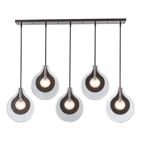 Hubbardton Forge 2025 Oil Rubbed Bronze Clear Glass with Frosted Diffuser Veneto 5-Light Linear Pendant