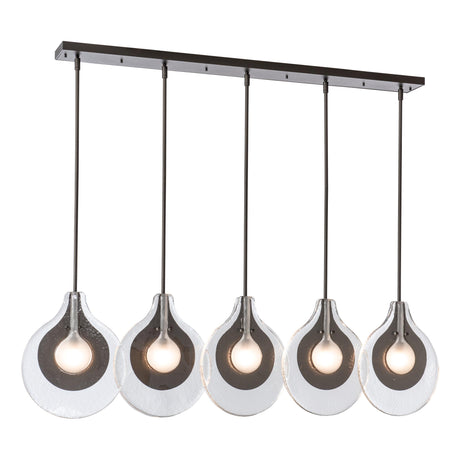 Hubbardton Forge 2025 Oil Rubbed Bronze Clear Glass with Frosted Diffuser Veneto 5-Light Linear Pendant