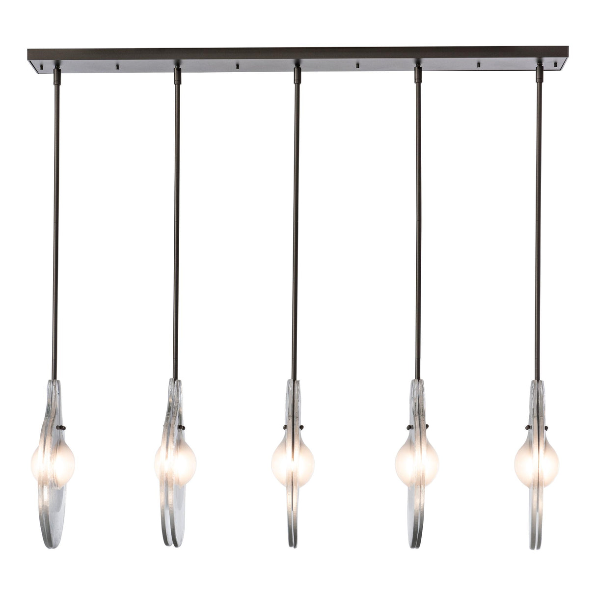Hubbardton Forge 2025 Oil Rubbed Bronze Clear Glass with Frosted Diffuser Veneto 5-Light Linear Pendant