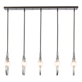Hubbardton Forge 2025 Oil Rubbed Bronze Clear Glass with Frosted Diffuser Veneto 5-Light Linear Pendant
