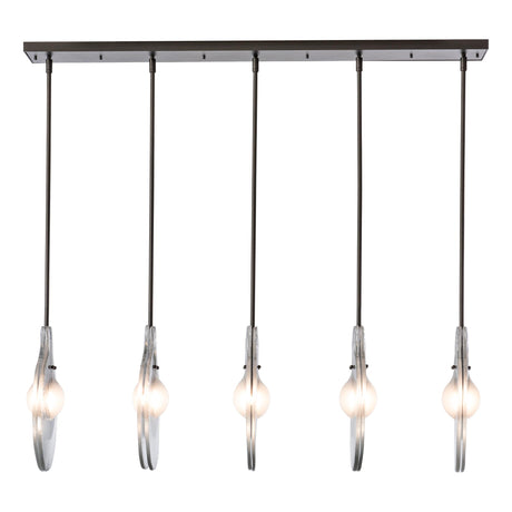 Hubbardton Forge 2025 Oil Rubbed Bronze Clear Glass with Frosted Diffuser Veneto 5-Light Linear Pendant