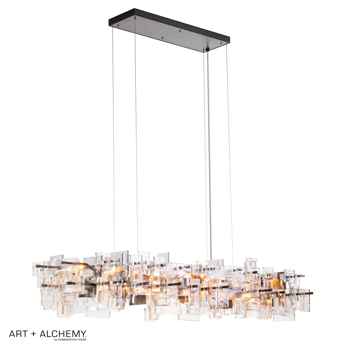Hubbardton Forge 2023 Dark Smoke Seeded Clear Glass (II) Standard Fusion Pendant