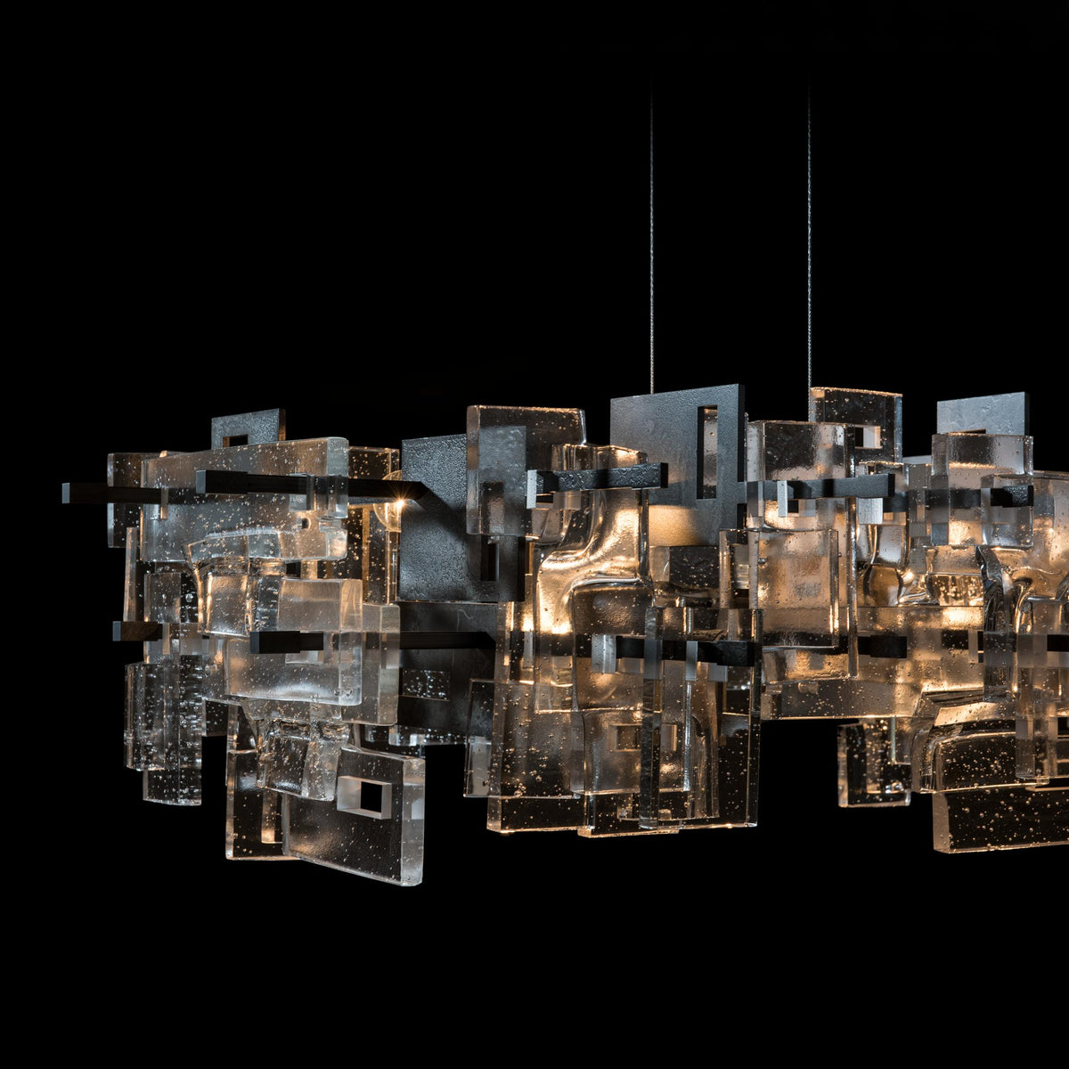 Hubbardton Forge 2023 Dark Smoke Seeded Clear Glass (II) Standard Fusion Pendant