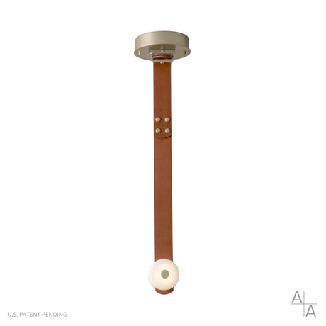 Hubbardton Forge 2025 Modern Brass Chestnut Leather Alabaster SNAPS Small LED Pendant