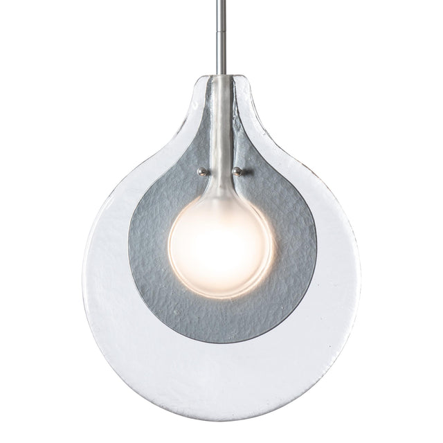 Hubbardton Forge 2025 Sterling Clear Glass with Frosted Diffuser Veneto 1-Light Pendant