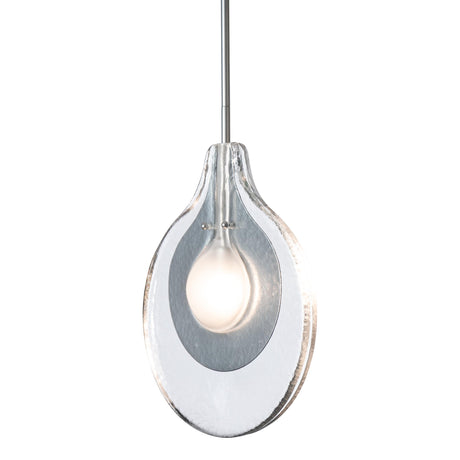 Hubbardton Forge 2025 Sterling Clear Glass with Frosted Diffuser Veneto 1-Light Pendant