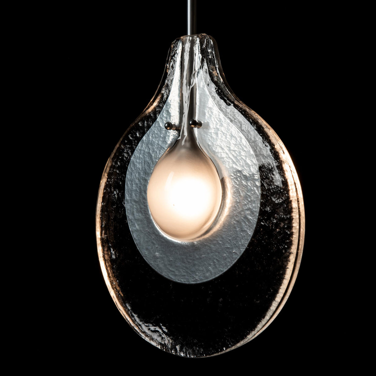 Hubbardton Forge 2025 Sterling Clear Glass with Frosted Diffuser Veneto 1-Light Pendant