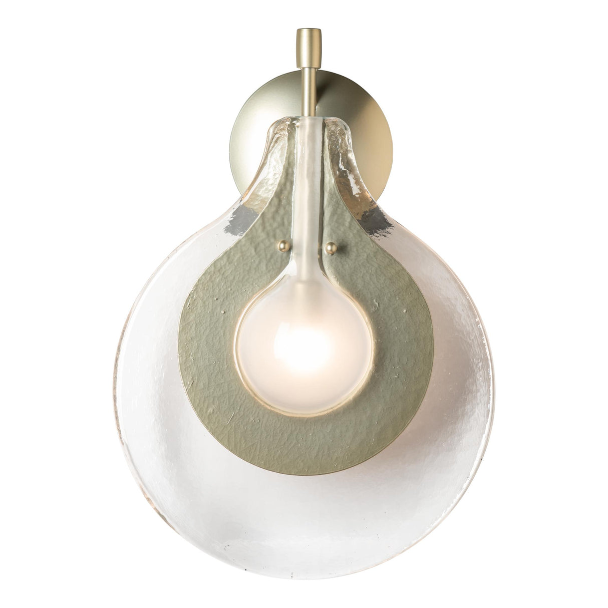 Hubbardton Forge 2025 Modern Brass Clear Glass with Frosted Diffuser Veneto Sconce