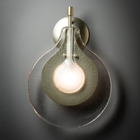 Hubbardton Forge 2025 Modern Brass Clear Glass with Frosted Diffuser Veneto Sconce