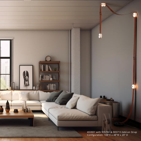 Hubbardton Forge 2025 Black Chestnut Leather Alabaster SNAPS Floor-to-Ceiling Plug-in LED Lamp