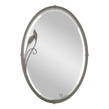 Hubbardton Forge 2006 Dark Smoke Beveled Oval Mirror with Leaf