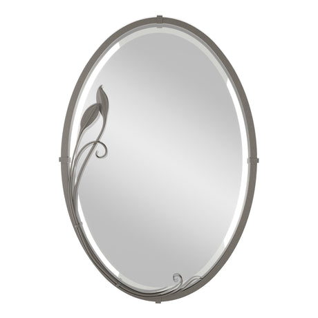 Hubbardton Forge 2006 Dark Smoke Beveled Oval Mirror with Leaf