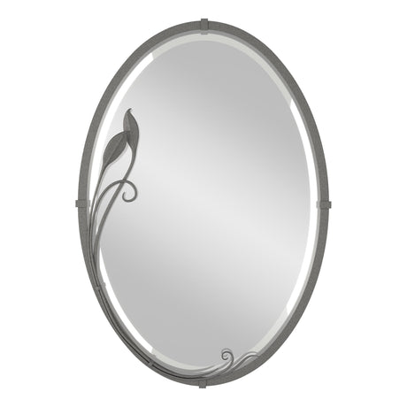 Hubbardton Forge 2006 Natural Iron Beveled Oval Mirror with Leaf