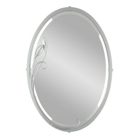 Hubbardton Forge 2006 Vintage Platinum Beveled Oval Mirror with Leaf