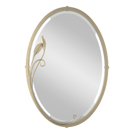 Hubbardton Forge 2006 Soft Gold Beveled Oval Mirror with Leaf