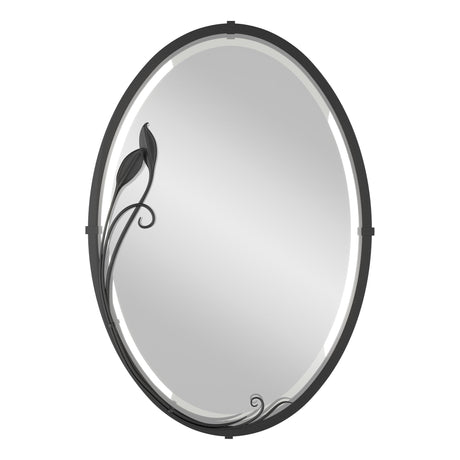 Hubbardton Forge 2006 Ink Beveled Oval Mirror with Leaf
