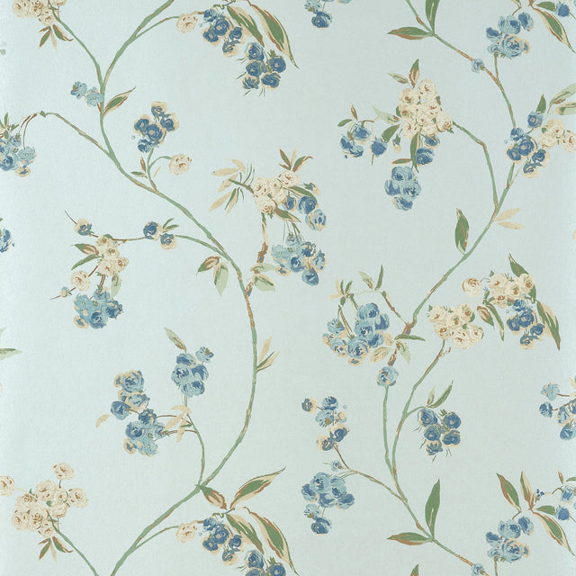 Anna French Edo Bloom Blue On Pearl Wallpaper