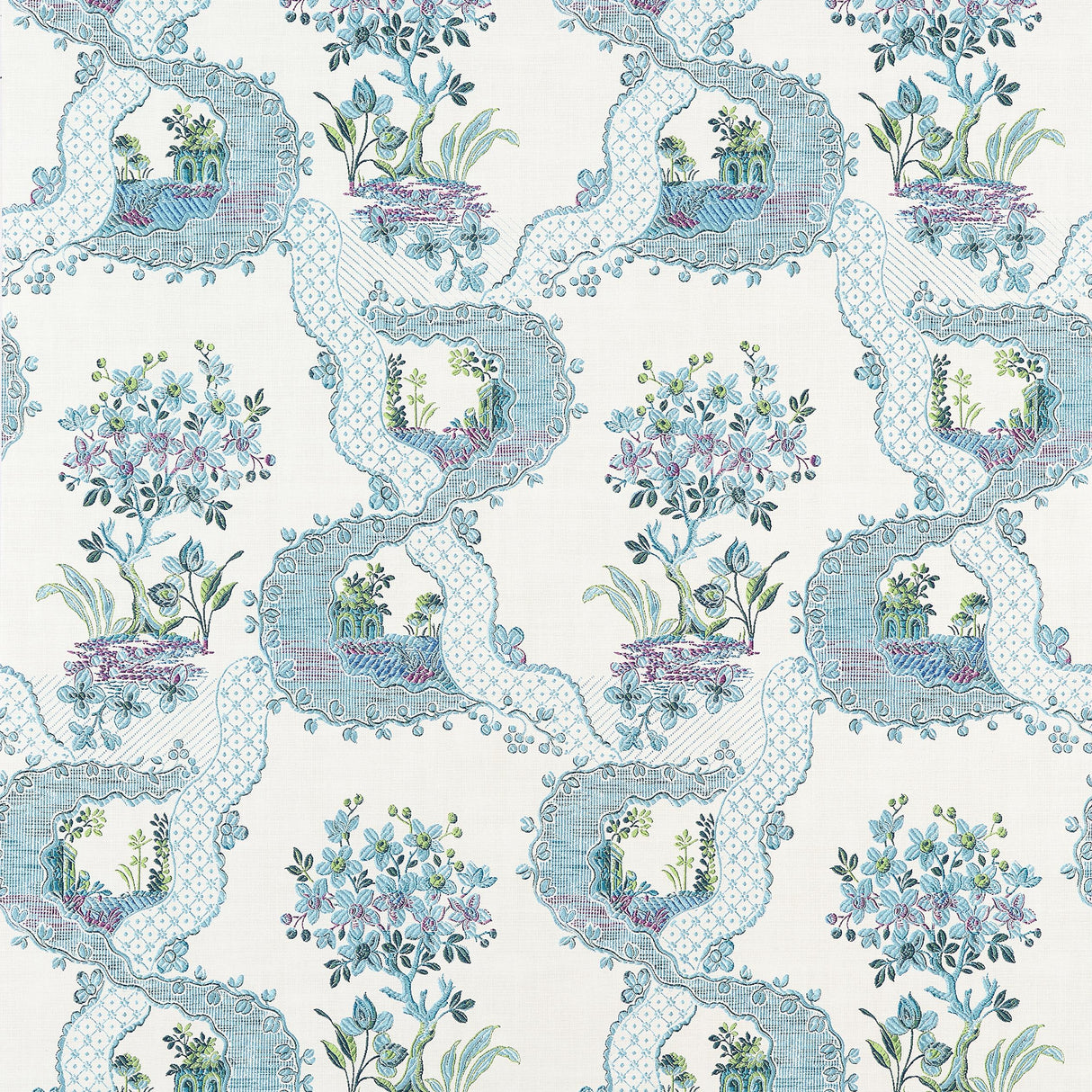 Anna French Antoinette Blue And Plum Wallpaper