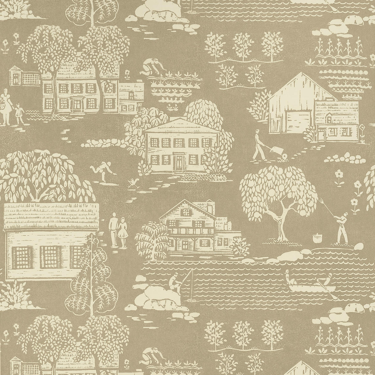 Anna French Farmingdale Beige Wallpaper
