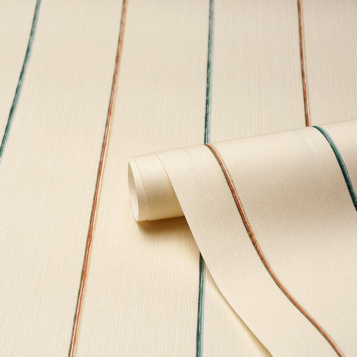 Schumacher Backdrop X Schumacher Draper Stripe Moonlight Wallpaper