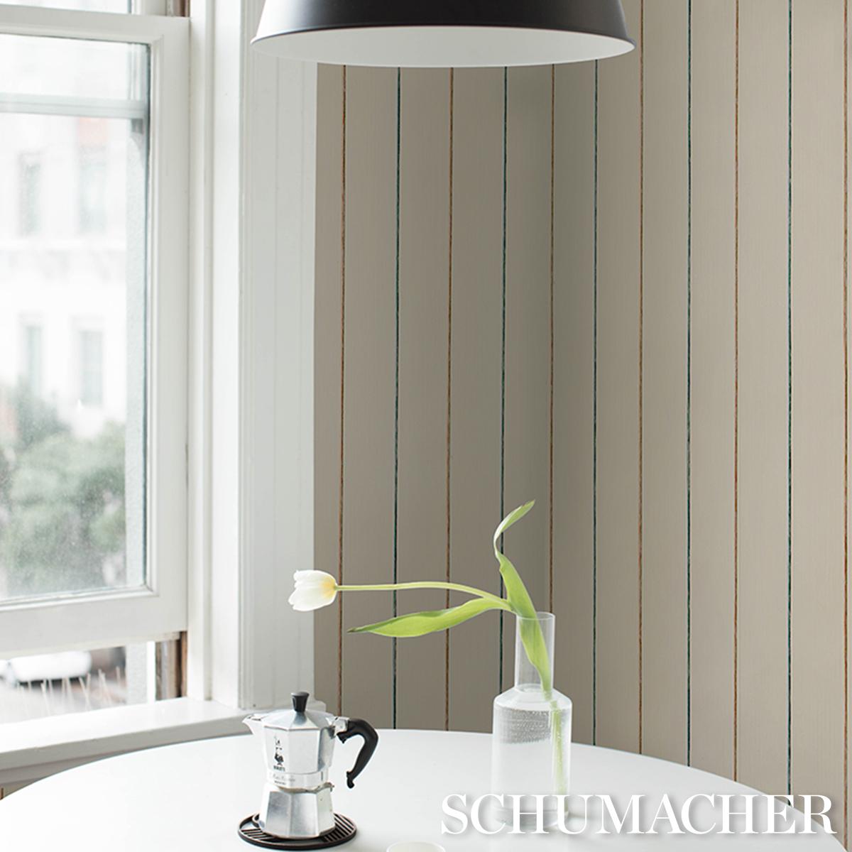Schumacher Backdrop X Schumacher Draper Stripe Moonlight Wallpaper