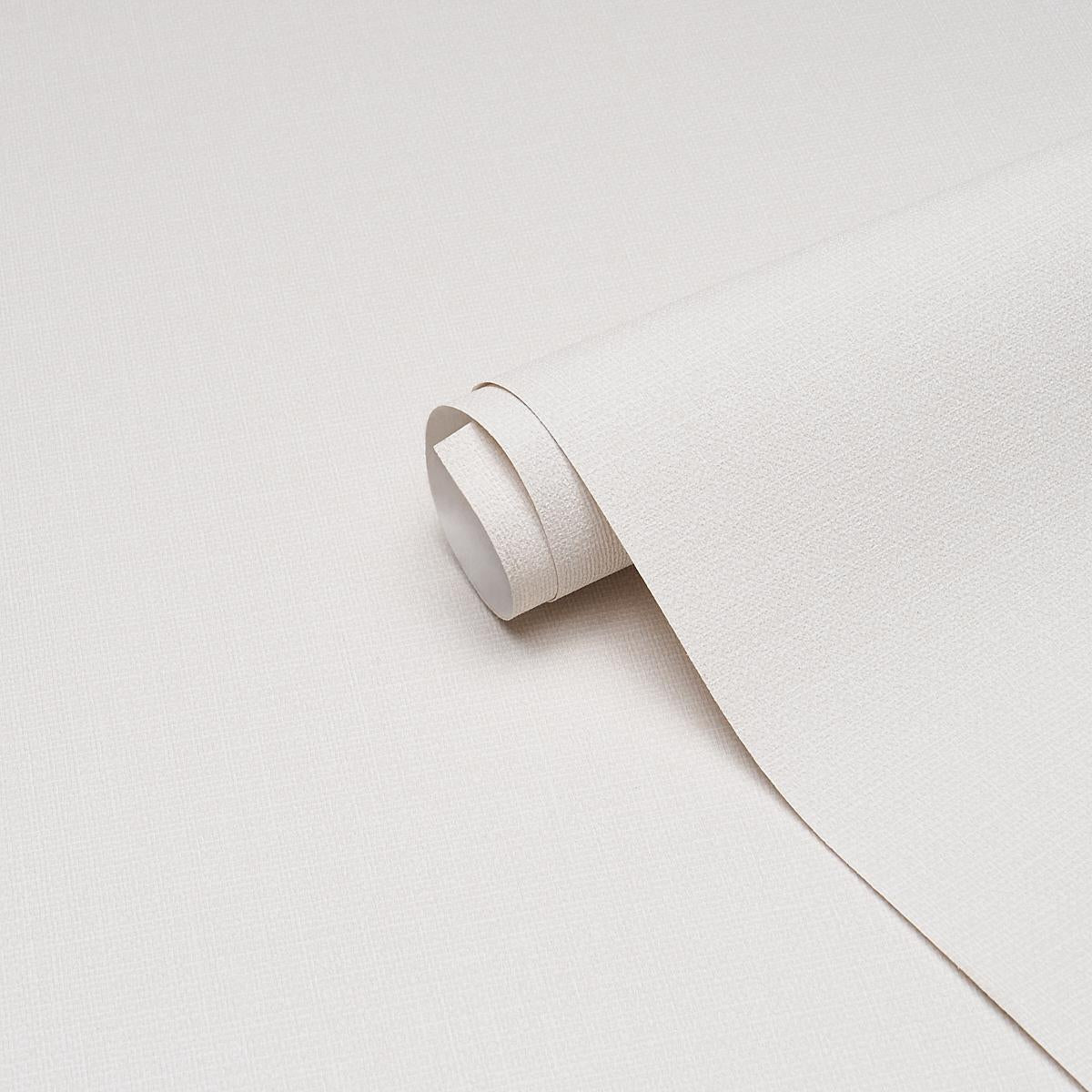 Schumacher Linen Gesso Vinyl Ivory Wallpaper