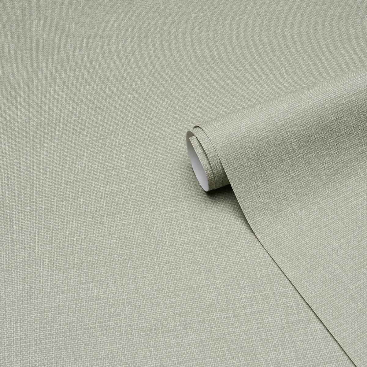 Schumacher Linen Gesso Vinyl Leaf Wallpaper
