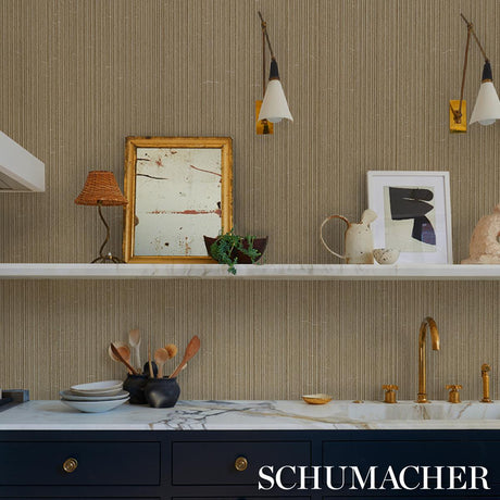 Schumacher Rimini Rib Vinyl Gold Wallpaper