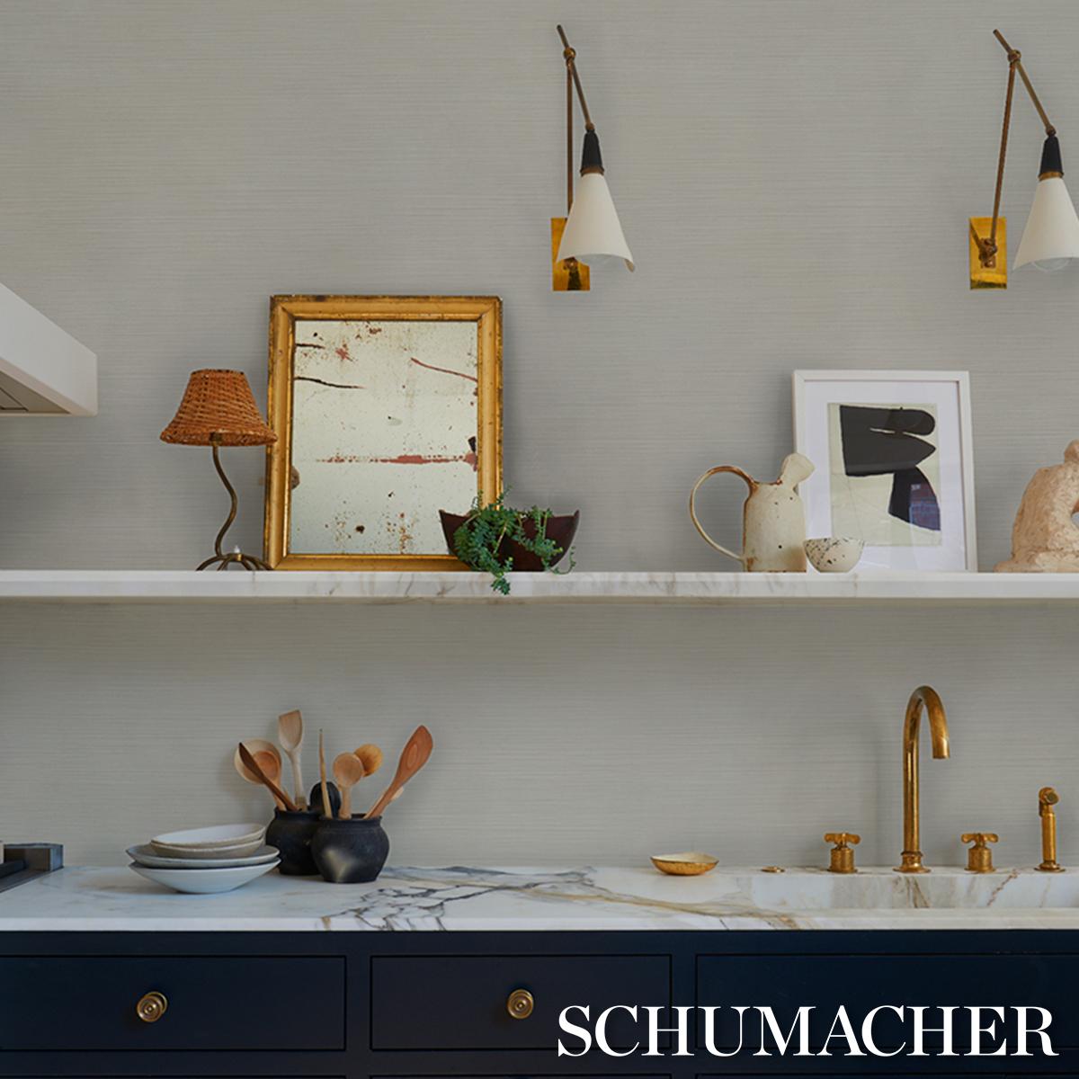 Schumacher Abaca Fine Weave Vinyl Natural Fabric