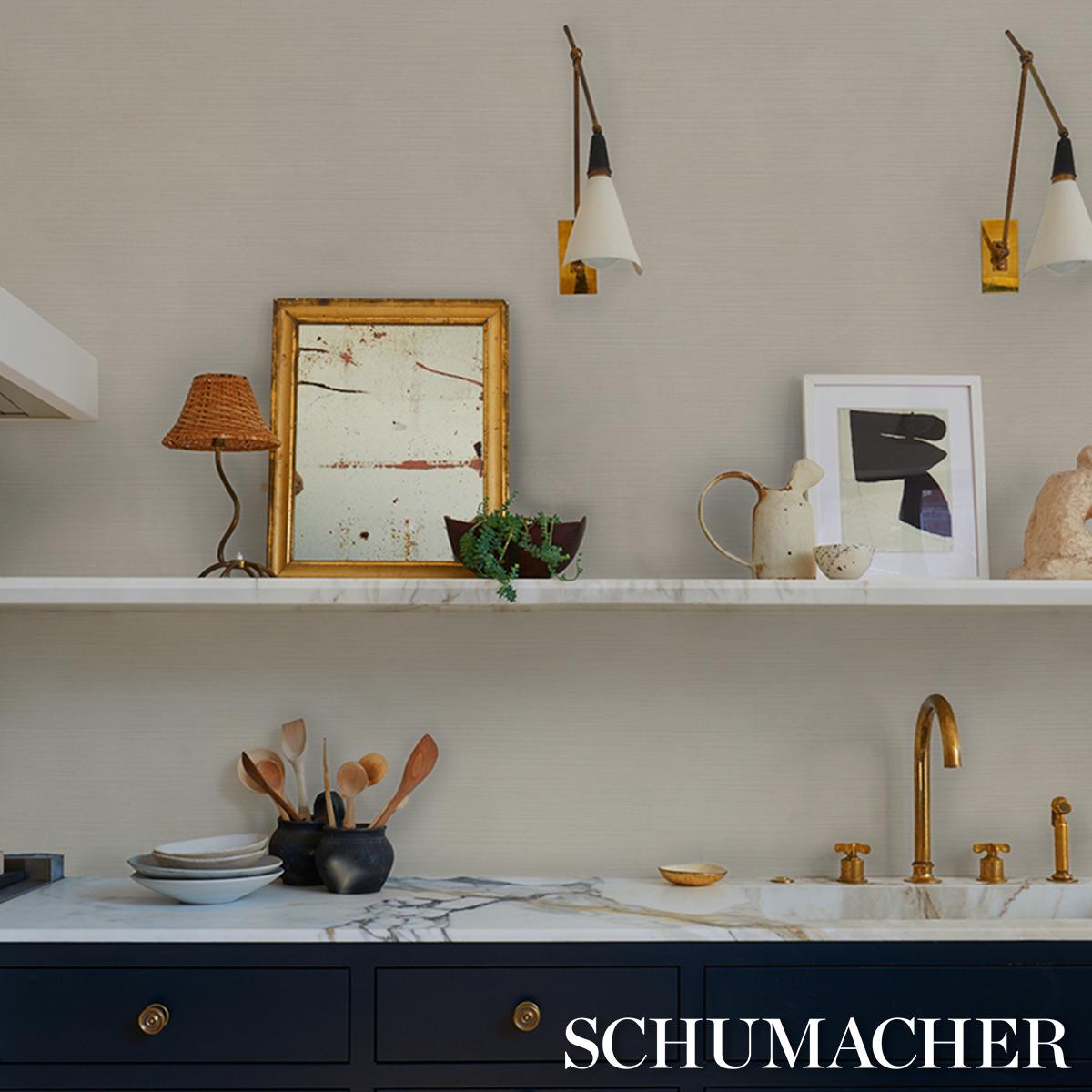 Schumacher Abaca Fine Weave Vinyl Parchment Wallpaper